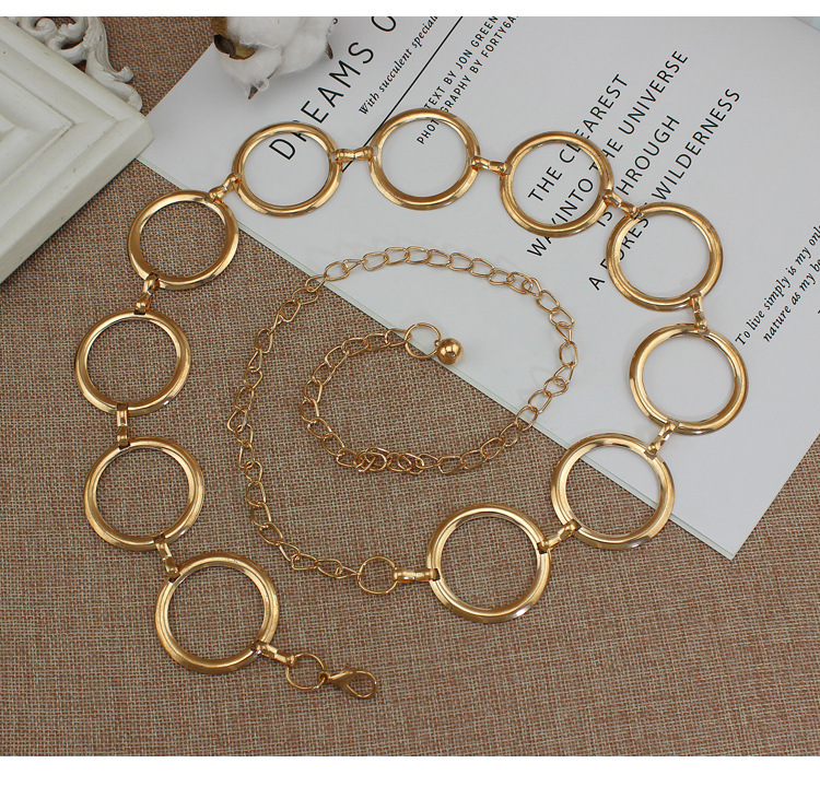 春夏韩版时尚优雅金色女腰链连衣裙装饰金属大圆环腰带女一件代发详情4