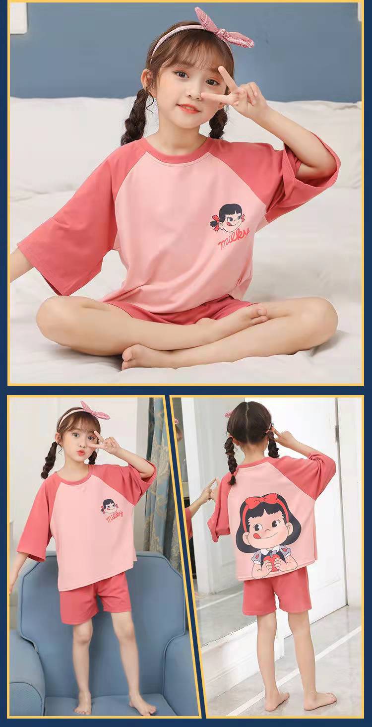 儿童女童睡衣夏纯棉短袖夏季薄款女孩公主中大童全棉家居服套装详情8