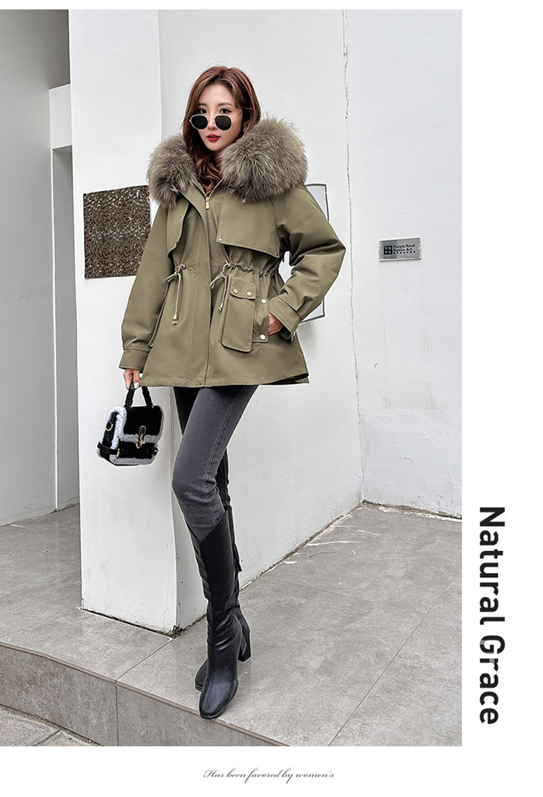 The real photographer overcomes the short and petite girl with a detachable inner liner made of rex rabbit fur 貉子 fur collar haining fur coat for winter pic 16