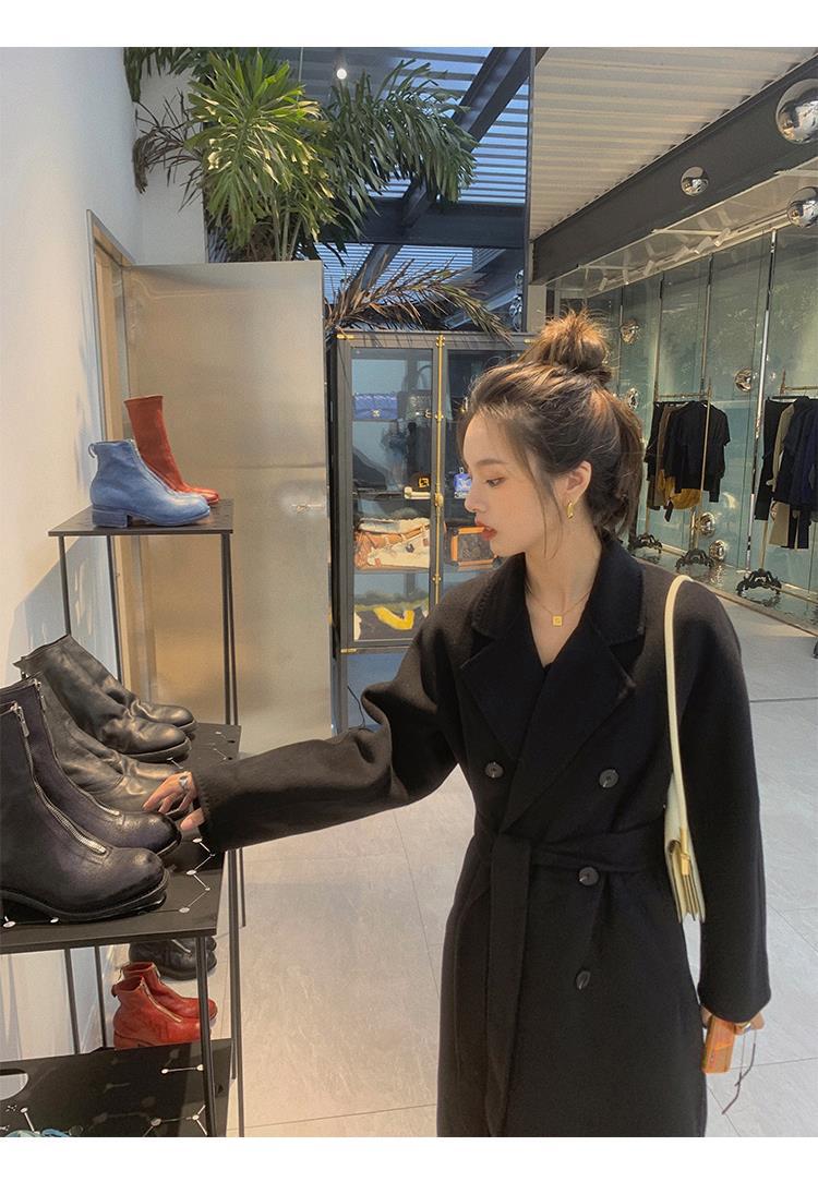 反季驼色呢子双面羊绒大衣女中长款2022年秋冬季韩系温柔毛呢外套详情34