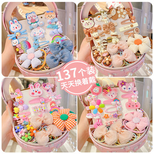 儿童发饰礼盒套装小皮筋皇冠头饰发夹小公主发绳女孩首饰品收纳盒详情4