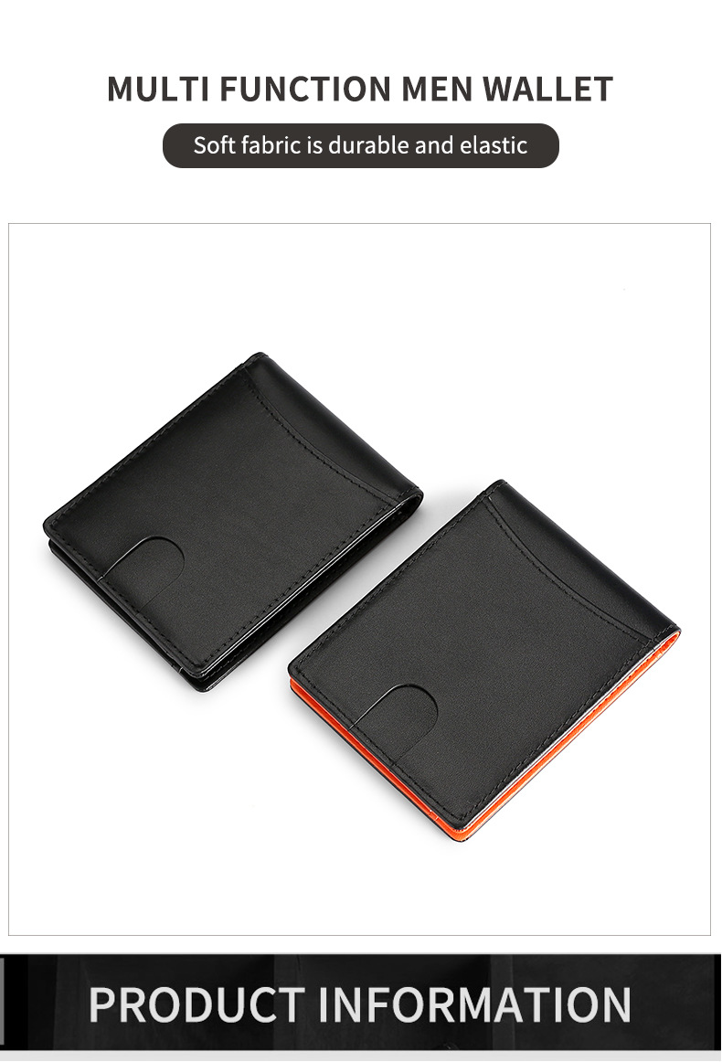 Fábrica de cuero genuino para hombres billetera al por mayor RFID cepillo antirrobo para hombres clip de dinero de dólar europeo y americano fibra de carbono patrón vaca pickup clip pic 15