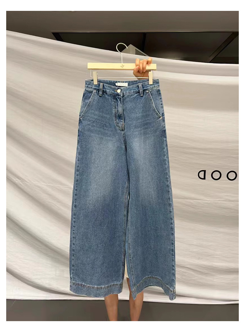 2024年秋季新款韩国东大门简约通勤百搭水洗做旧复古直筒牛仔裤女详情14