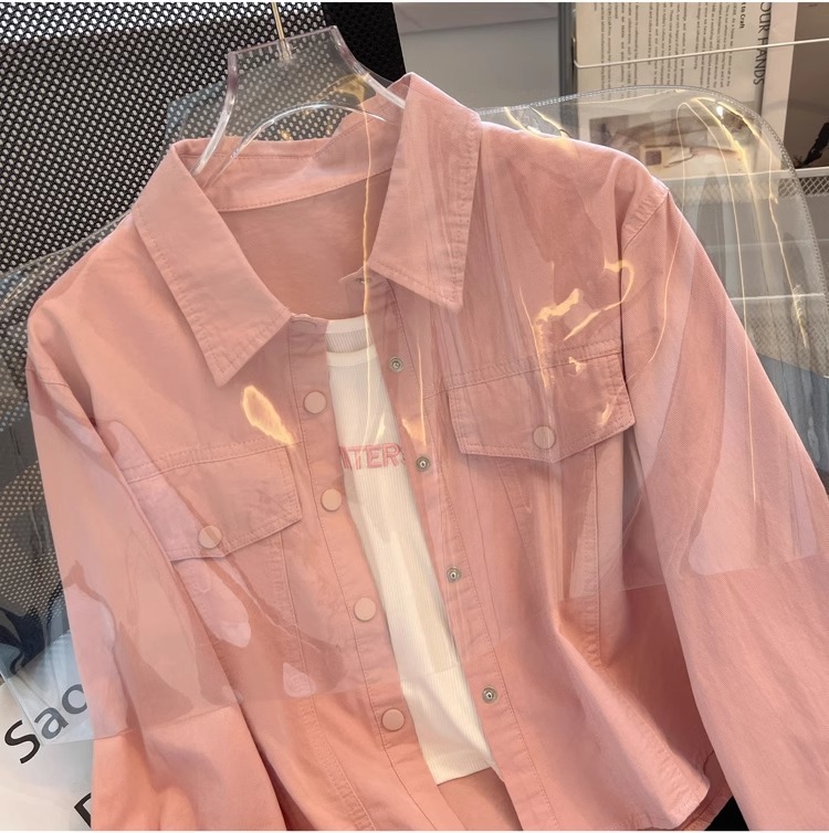 Polo领长袖衬衫女2024春秋新款洋气时尚修身显瘦薄款衬衣外套上衣详情18