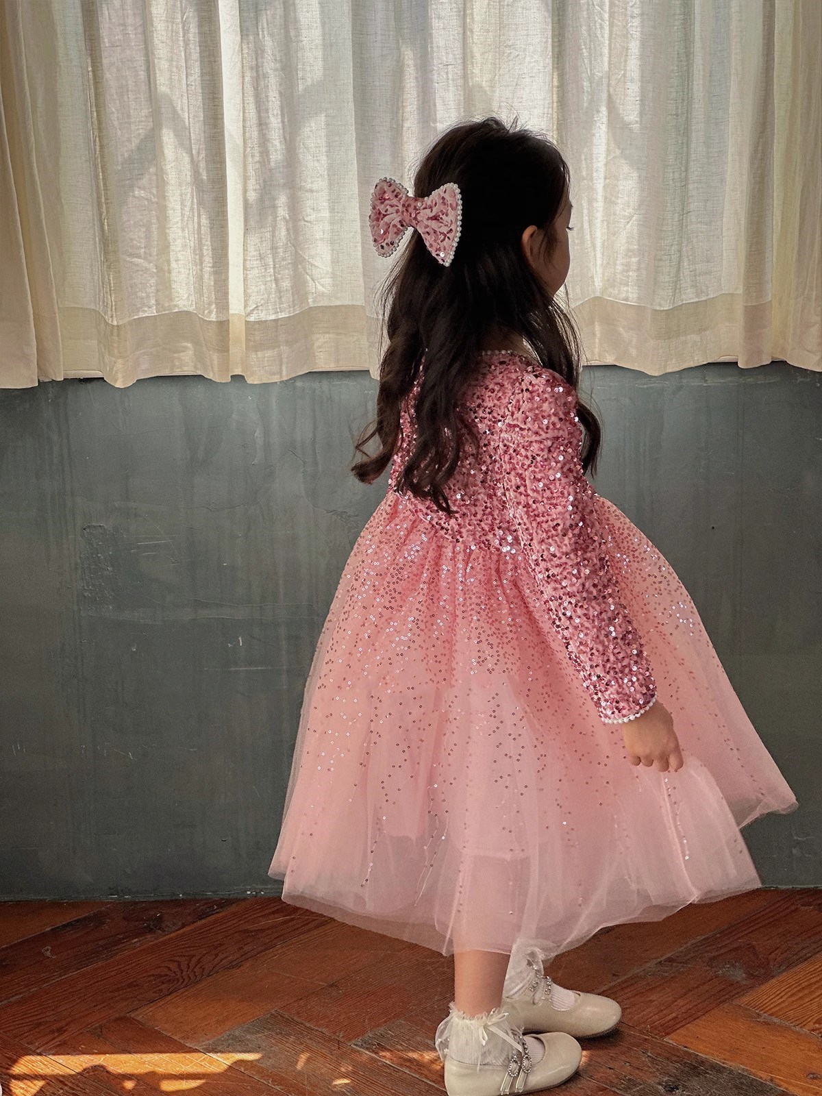 女童裙子亮片头纱加绒加厚超仙公主裙连衣裙2025冬装新款外贸童装详情20