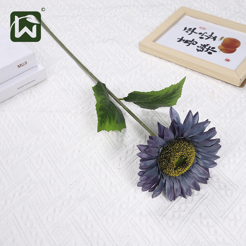 【】 New faux flower single sunflower, retro oil painting sunflower, home living room decoration, suitable for photography pic 21