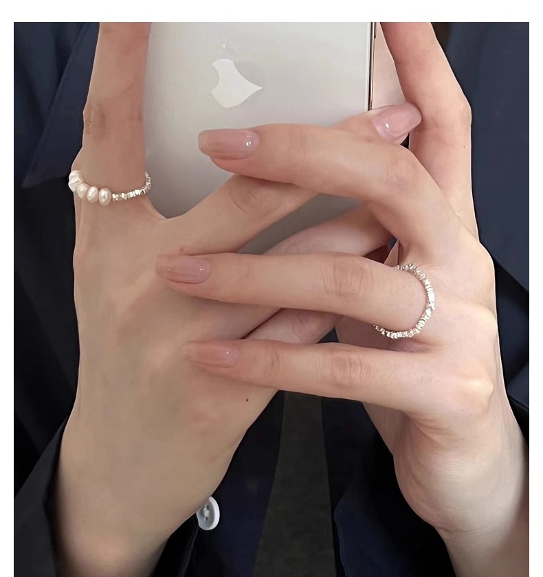 925通体纯银珍珠碎银子戒指女小众设计ins风个性小众设计感闭口指详情16