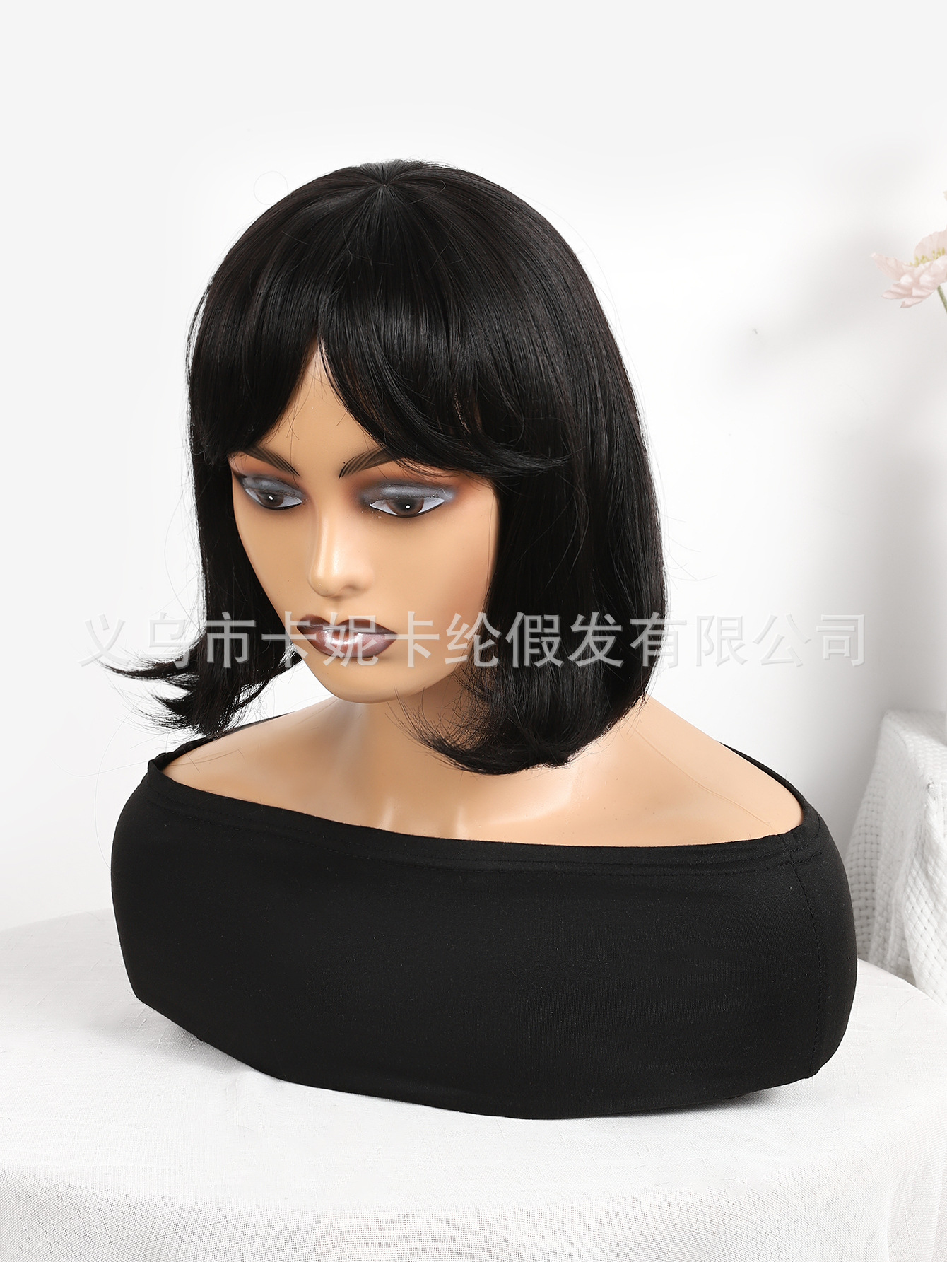 Peluca para mujeres nuevo estilo bobo corto de ocho letras flequilla mecanismo fibra química estilo de peinado falso en stock al por mayor NK0033 pic 7