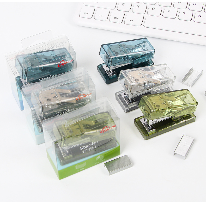 Creative mini transparent stapler, small portable student stapler, wholesale office supplies, stationery set pic 14