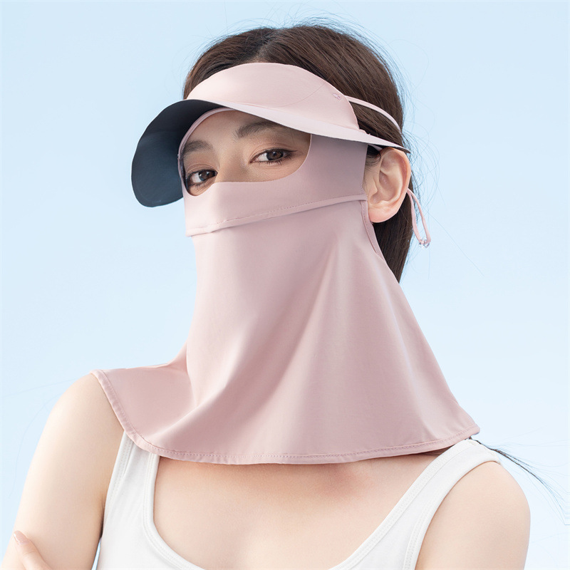 黑胶长款面罩全脸遮阳防晒口罩太阳帽子夏季骑行护颈冰丝面罩批发详情14