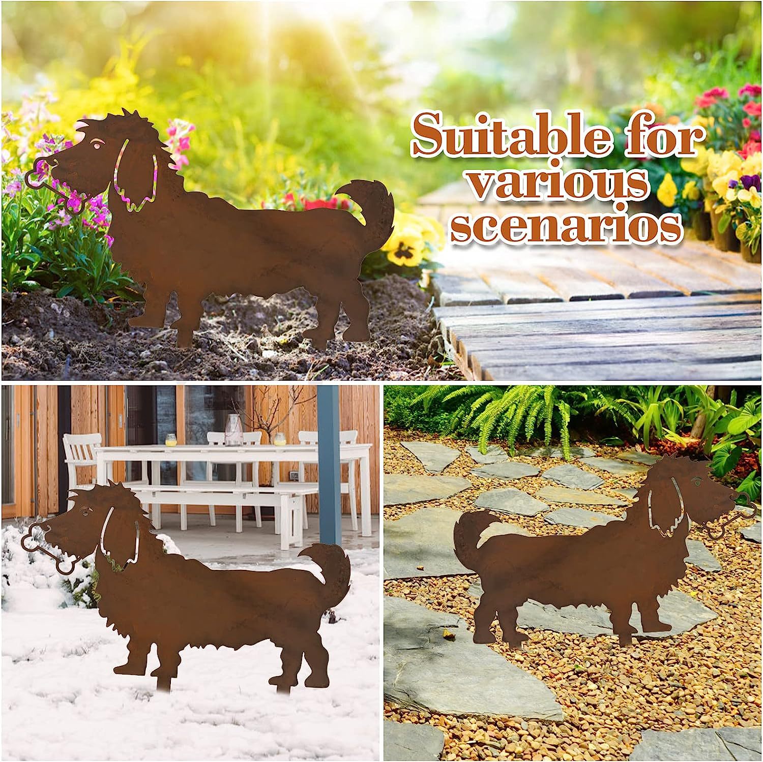 跨境生锈的独角兽小狗剪影圣诞装饰铁艺花园剪影金属庭院工艺品详情6