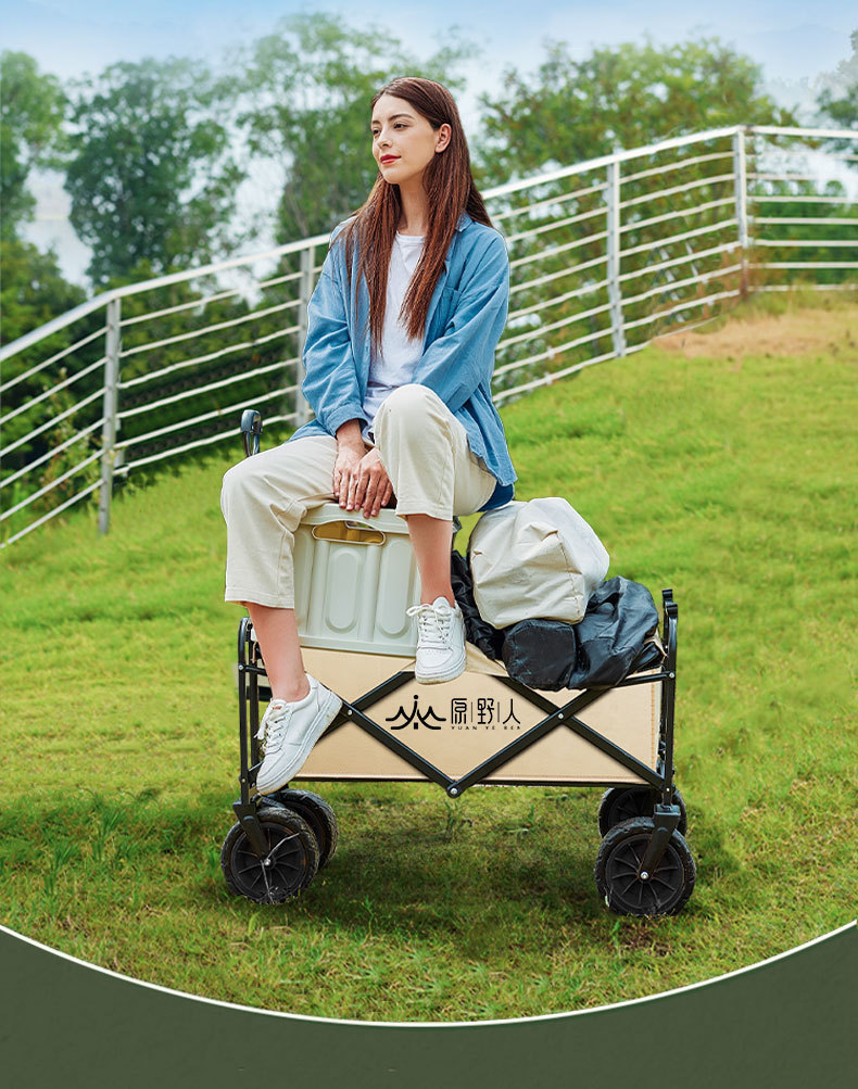 Wilderness camping cart, campsite trailer, outdoor folding super large camping hand-pulled cart, small cart, picnic cart, table board pic 2
