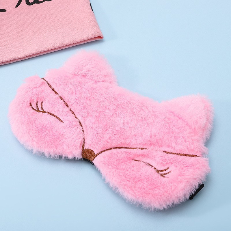 跨境新款卡通可爱毛绒护眼睡眠眼罩萌猫创意动漫设计冰敷眼罩批发详情10