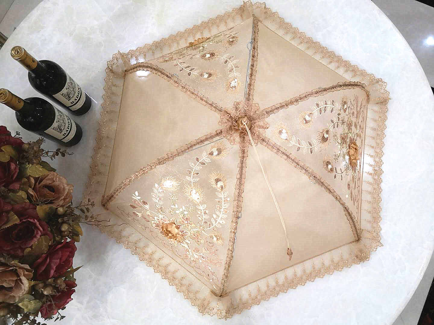 Household folding meal cover, large fly-proof cover, rice cover, leftover food dust-proof table cover, vegetable umbrella factory direct sales pic 6