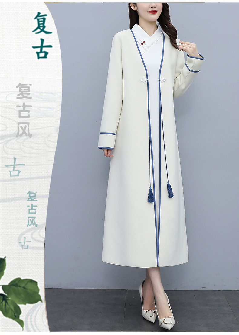 Retro woolen coat for women, mid-length, autumn and winter 2021 new style Chinese style, elegant and loose, slimming overcoat pic 2