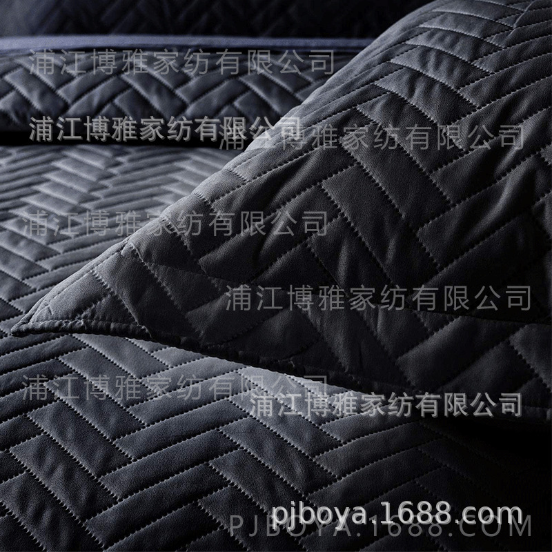 Boya Wholesale Fleece 3D ultrasonic Spring and Summer plain pillowcase, embossed cotton fabric embroidered washed quilt, pillowcase quilting pic 25