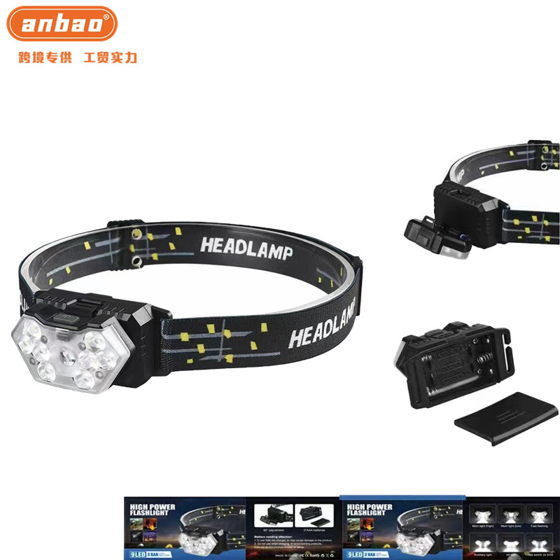 Outdoor headlamps, outdoor fishing lamps, portable large outdoor headlamps, USB charging high-intensity lamps, mini headlamps pic 1