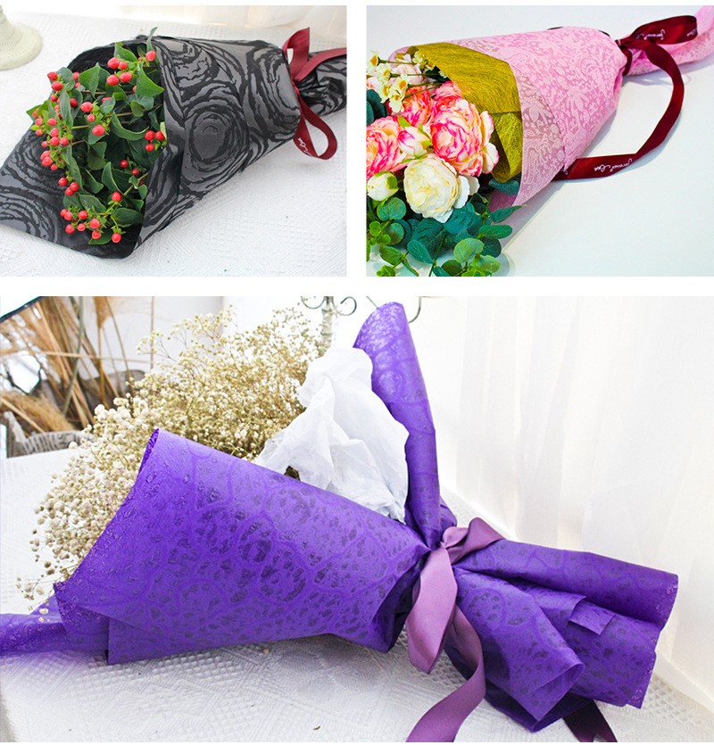 Estampado no tejido floral bouquet de flores paquete de papel papel floral día de san valentín diy material de florista arte floral embalaje de flores pic 13