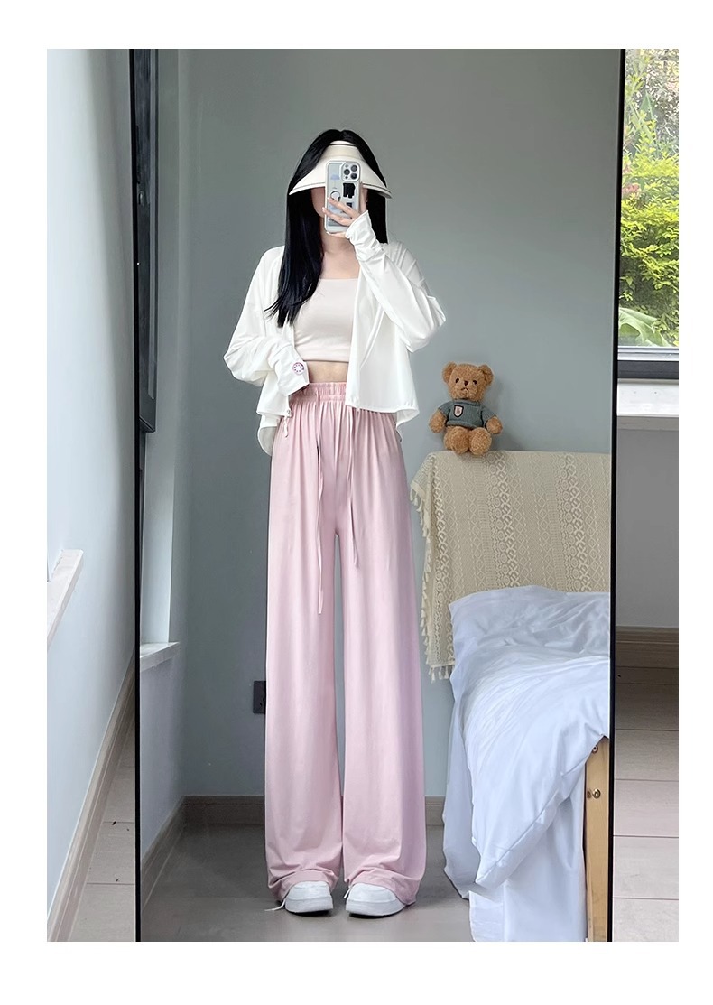 upf50+直筒防晒裤女春夏新款冰丝凉感锦纶休闲裤透气垂感阔腿长裤详情28