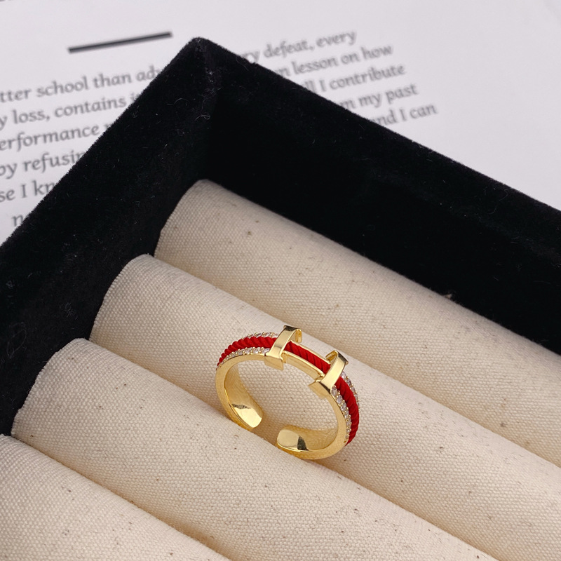 新年红色字母H戒指红绳简约百搭显白指环辣妹风开口可调节食指女详情10