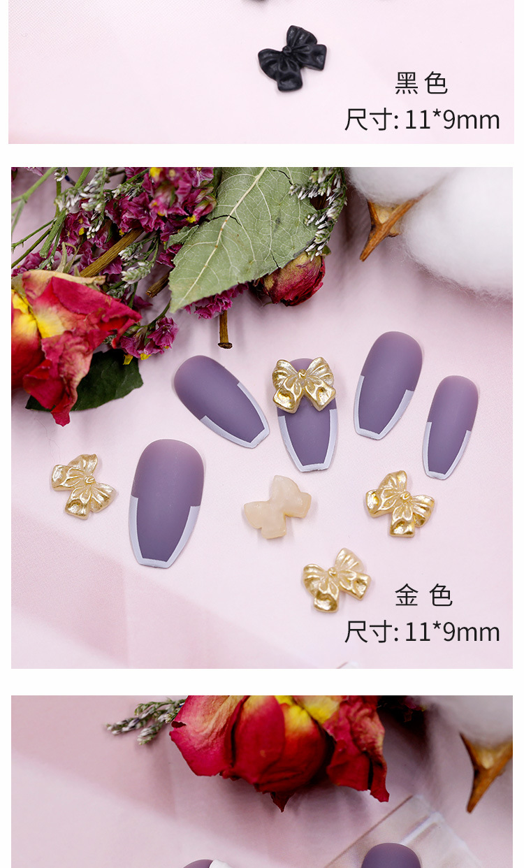 Resin bow nail art accessories, decorative nail stickers, new style of Xiaohongshu Internet celebrity, versatile style, decorative diamond shanilak pic 4