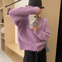 韩系设计感拉链连帽针织开衫女春秋新款宽松休闲短款慵懒毛衣外套详情5