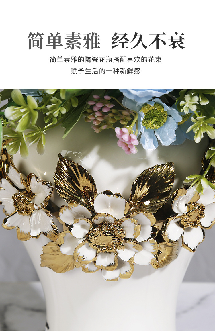 New ceramic electroplated decal golden general jar, European-style flower arrangement vase, handicraft display item, decorative storage jar pic 5