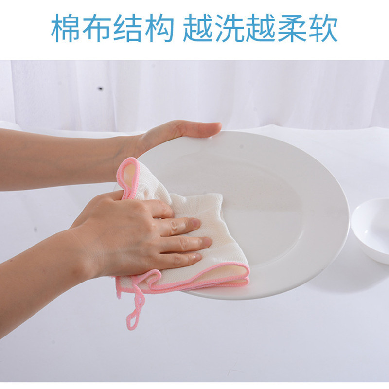 Wholesale household kitchen dishcloths that do not stick to oil and are easy to clean, with thickened strands, gauze, and wood fiber for washing dishes pic 1