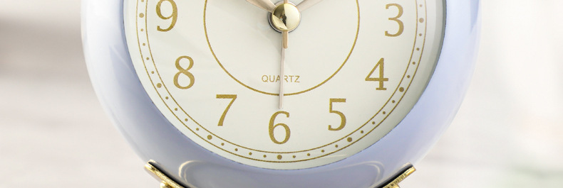 跨境热卖 创意闹钟圆环底座复古床头座钟静音带夜灯学生风闹钟详情4