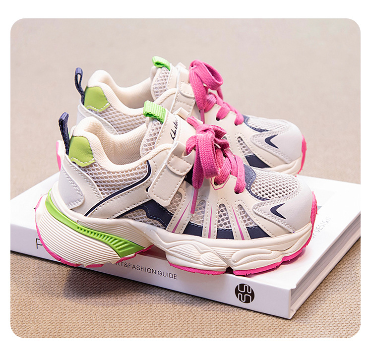 儿童运动鞋春秋2024新款女童老爹鞋大童鞋子男童春款网鞋网面透气详情19