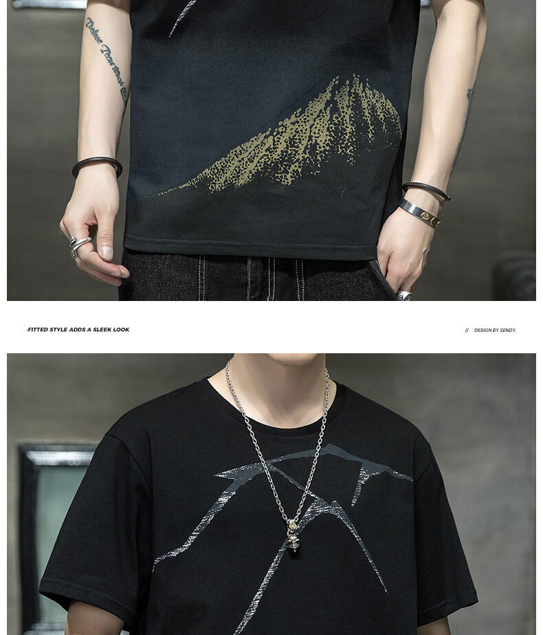 短袖t恤男士夏季潮流休闲半袖体恤打底衫内搭印花潮牌男装上衣服详情14