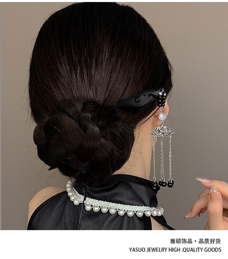 古风黑檀木发簪女新中式高级感后脑勺盘发簪子汉服发钗马面裙头饰详情7