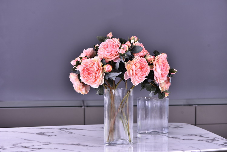 Factory direct sales of faux peonies with charred edges, wholesale of retro faux paeonies, living room and dining table flowers, wedding decoration artificial flowers pic 39