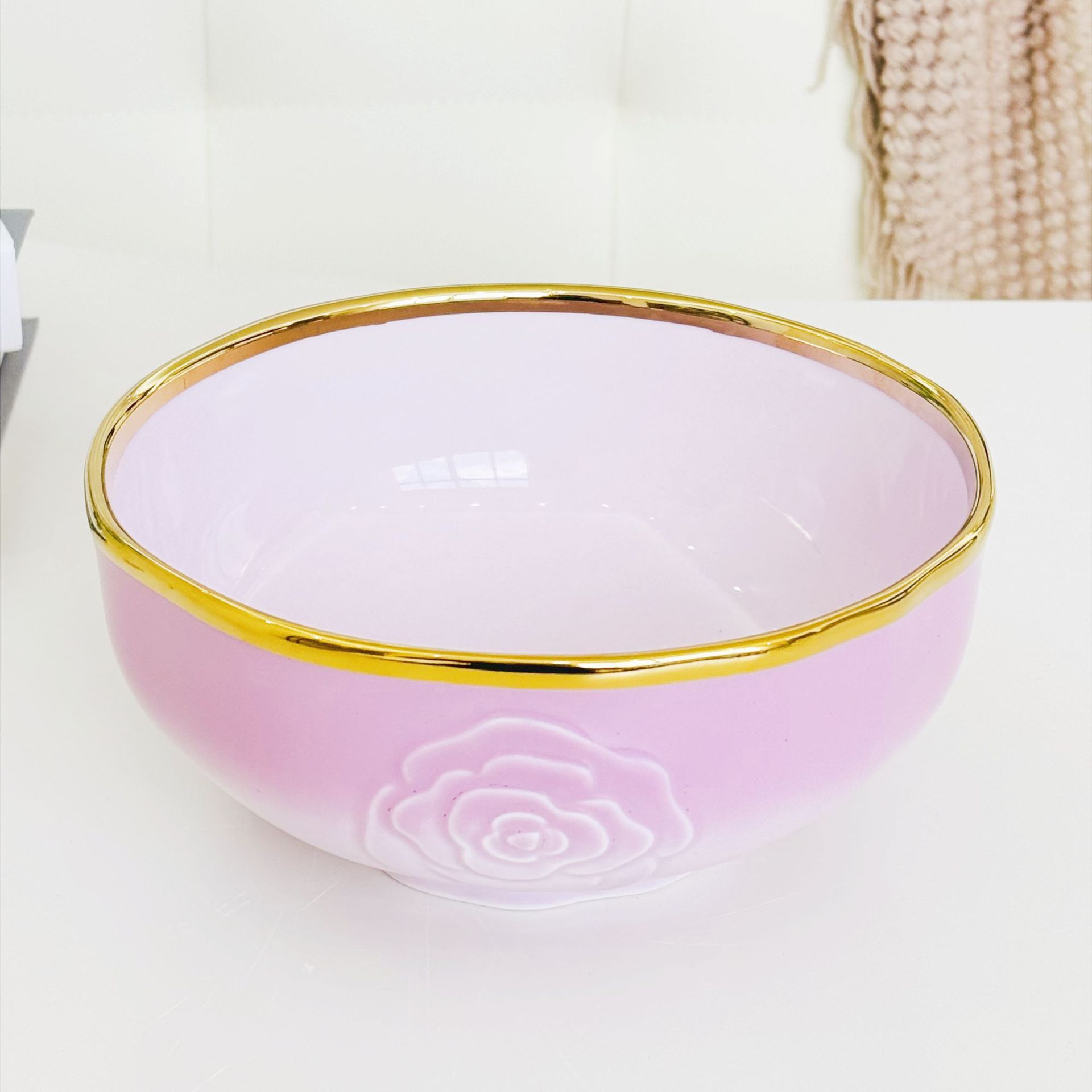 A set of household light luxury and high-end printed bowls, bone China 2024 new style, beautiful ceramic bowls, plates, bowls and tableware pic 23