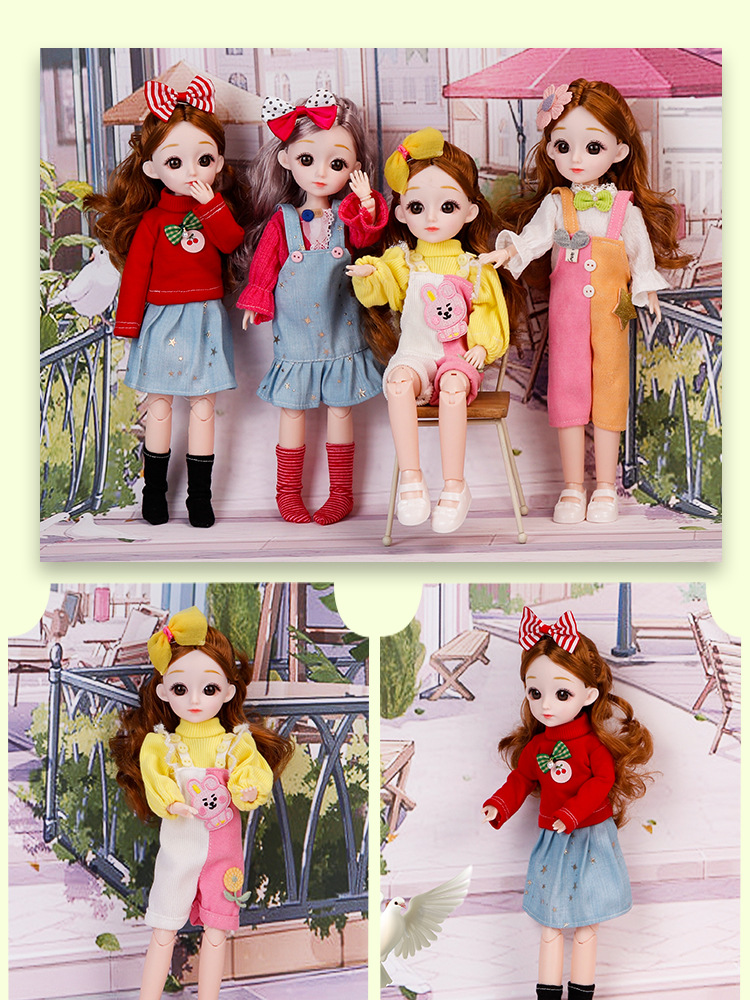 12寸时装巴比娃娃小女孩儿童玩具30cm过家家洋娃娃衣服可以脱卸详情7