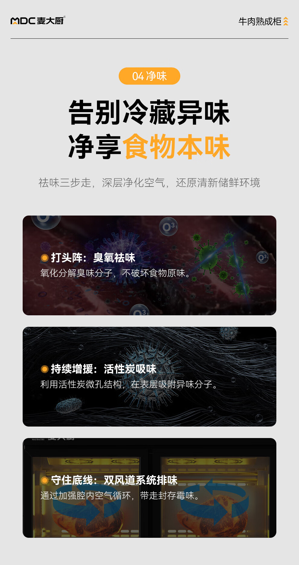 麦大厨家用牛排智能冷藏柜干式恒温柜高端排酸柜牛肉熟成柜商用详情12