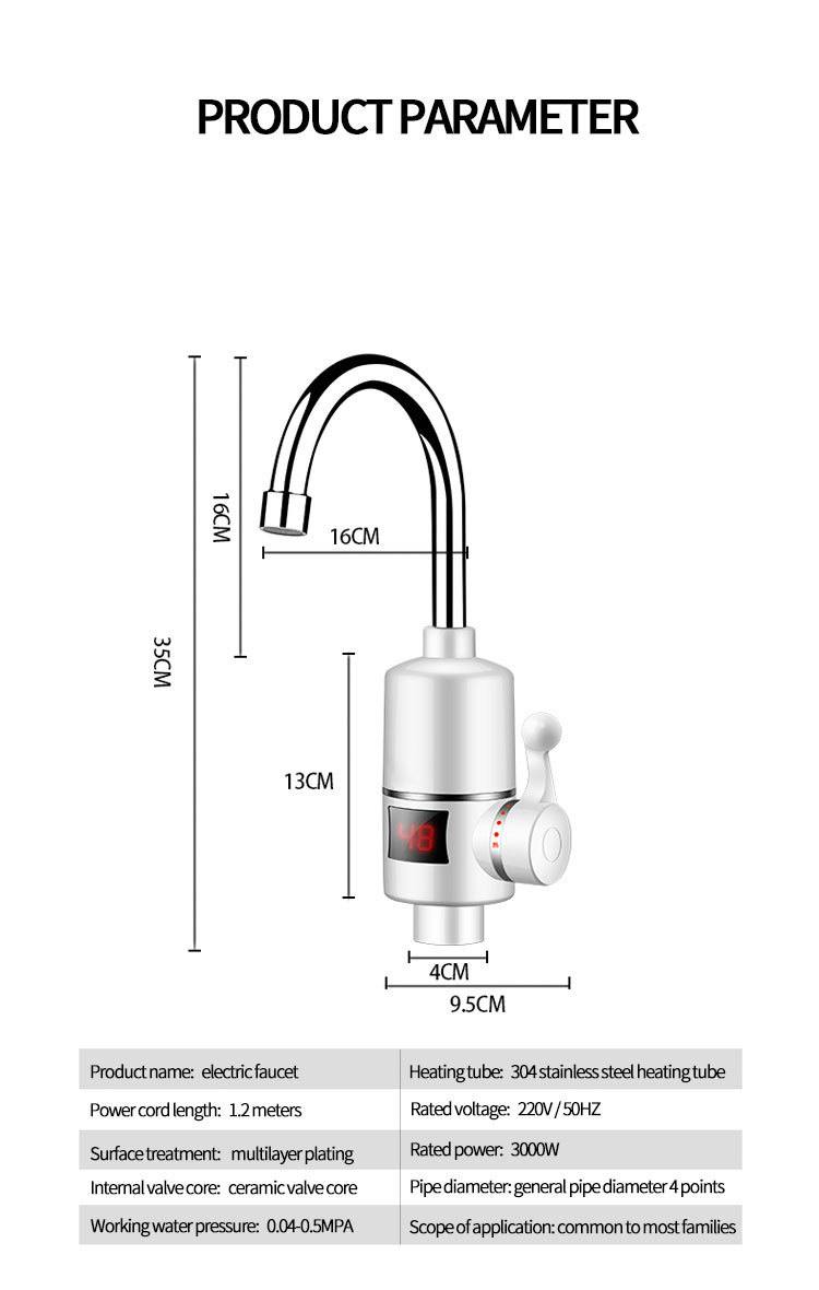 Electric hot water faucet, kitchen instant heating water heater, quick heating and cooling dual-purpose factory direct sales pic 41