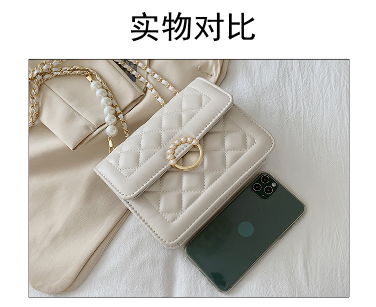 夏天迷你小包包2022新款潮珍珠链条包女包夏季百搭白色单肩斜挎包详情3