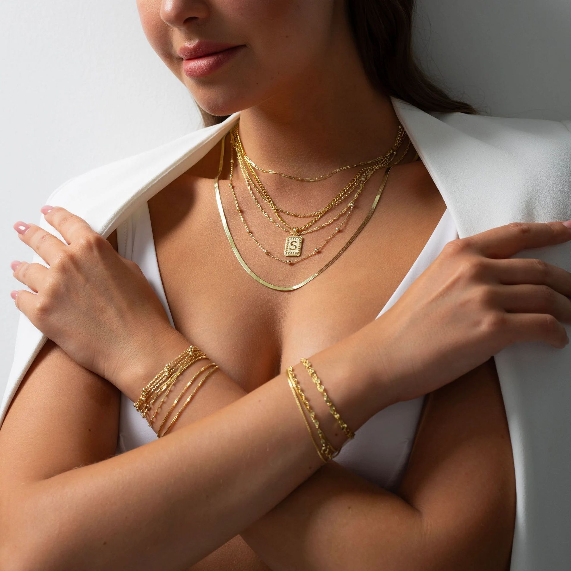 European and American cross-border stainless steel simple and versatile 18k gold plain chain, blade chain, twist chain, box chain, diy jewelry chain pic 34
