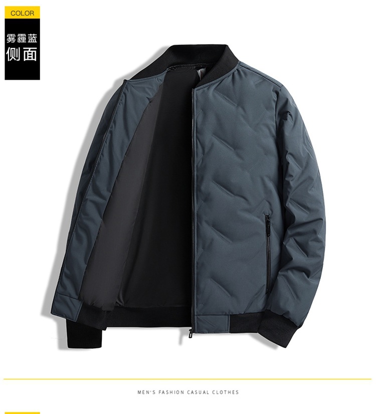 新款男士羽绒服棒球领蓬松开衫上衣灰鸭绒羽绒服男休闲冬季外套男详情29