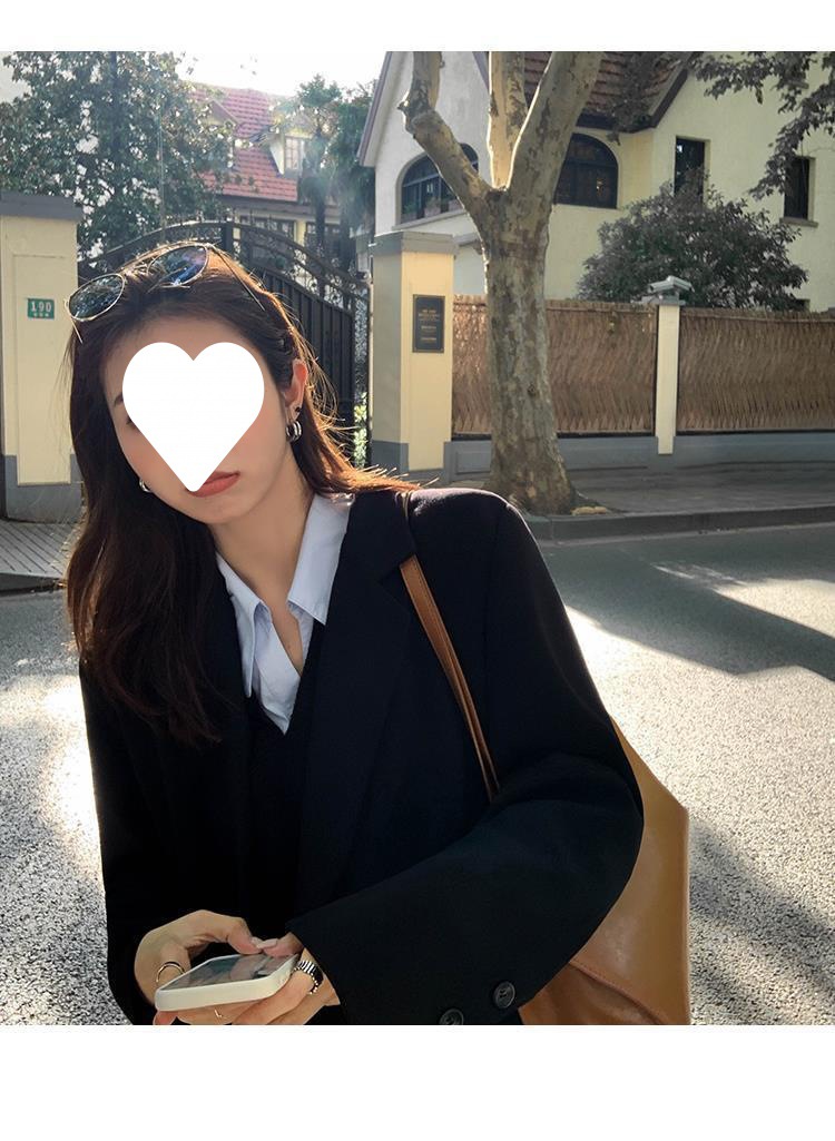黑色中长款西装领风衣外套女2022年秋冬新款韩版休闲气质过膝大衣详情12