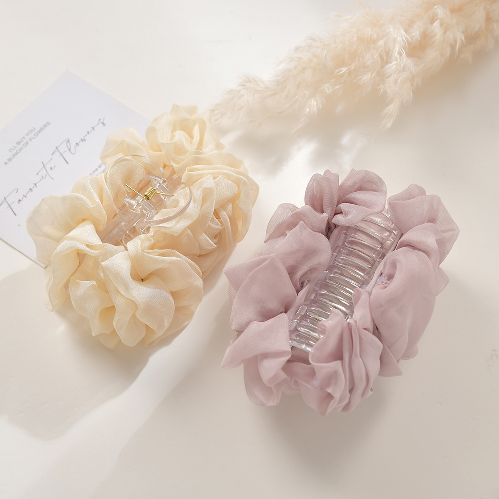 Summer new super fairy mesh large hair clip, versatile pleated headwear, shark clip, back of the head, updo hair clip wholesale pic 1