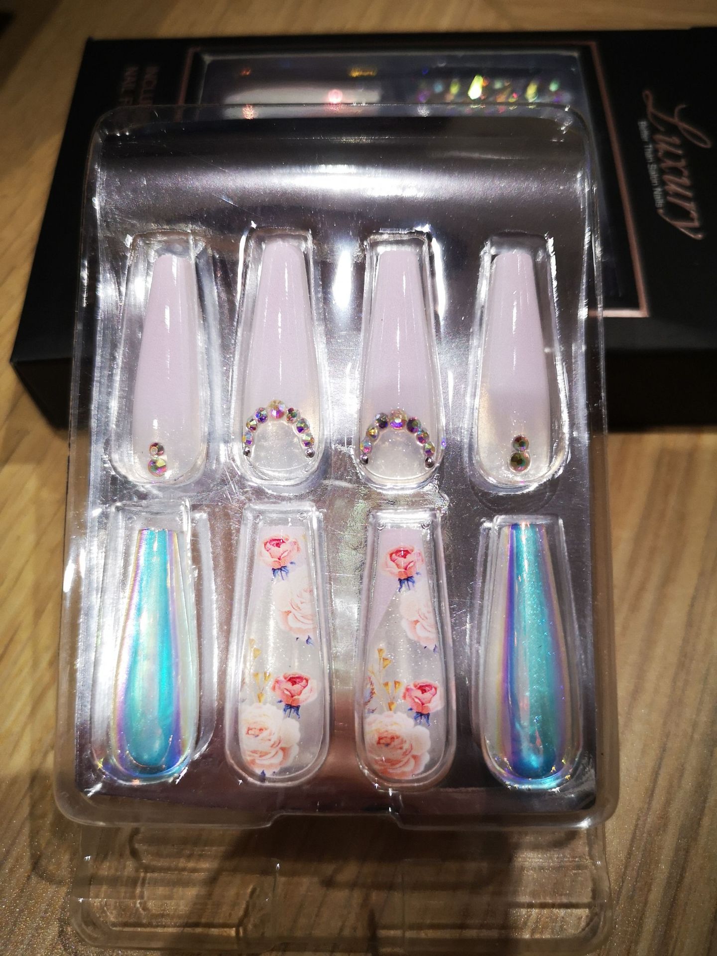 Special offer on 30 pieces of long ballet nail nail patches with diamonds pic 45