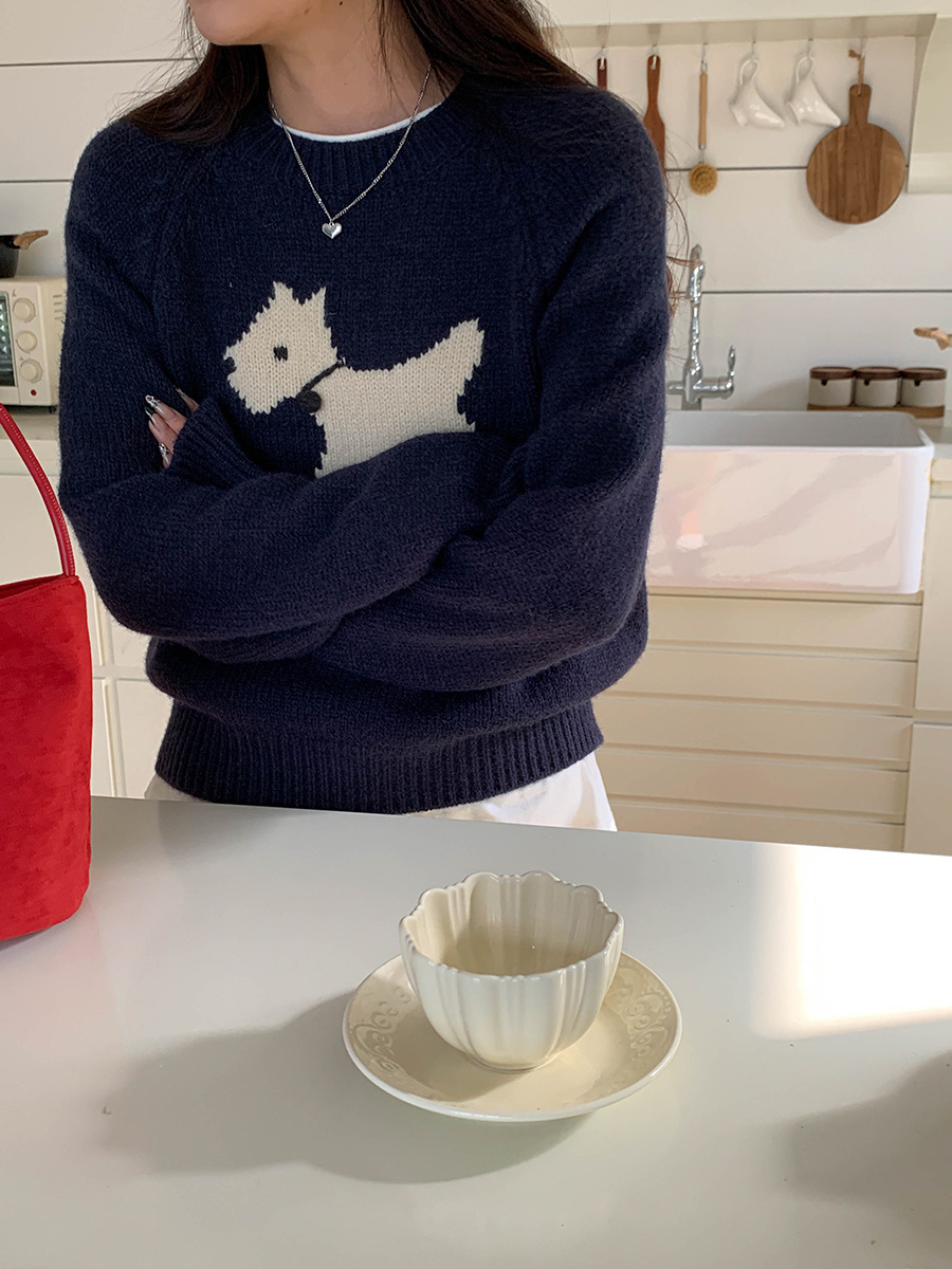 3th Morning North Island Park Korean Style Youthful Dog Embroidered Round Neck Pullover Sweater ZY2381 pic 74