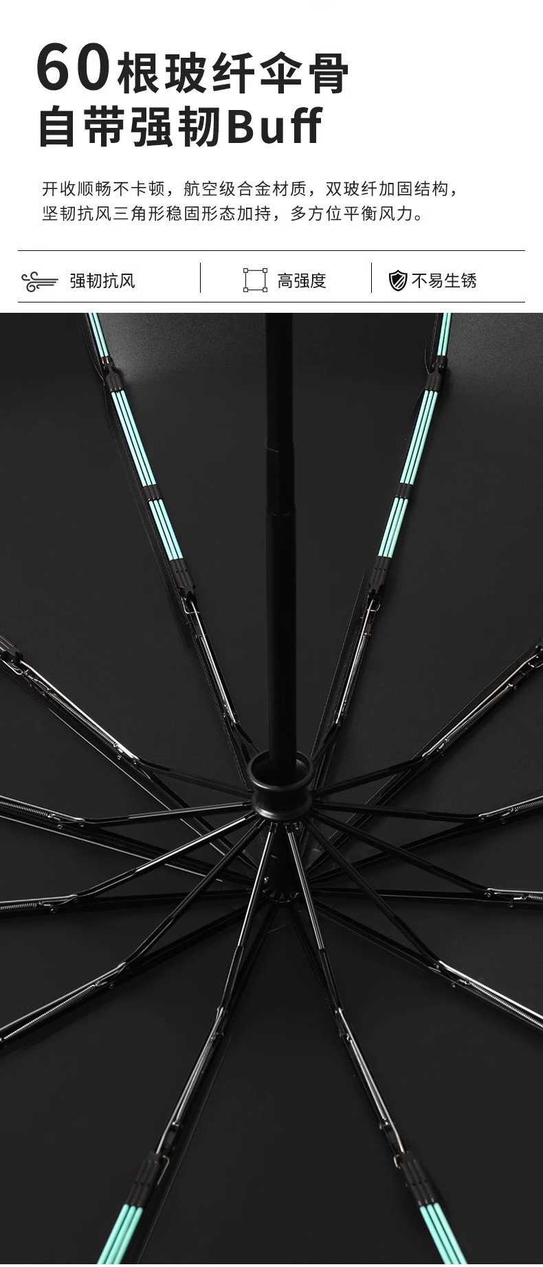 Customized all-weather folding automatic umbrellas, double large windproof umbrellas wholesale, black rubber sun protection and sunshade all-weather umbrellas pic 20