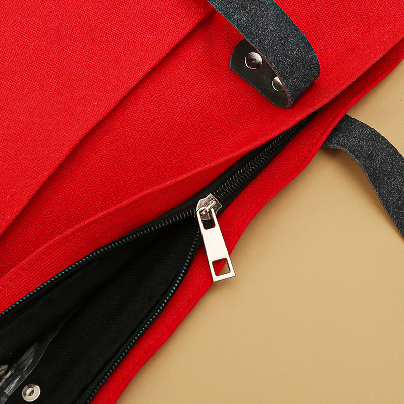 Factory direct sales, customized coated canvas bags, outer pockets, leather hand-held canvas bags, logo lining, inner partition layer pic 4