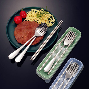 便携不锈钢餐具三件套公司活动礼品印刷logo学生叉子勺子筷子套装详情6