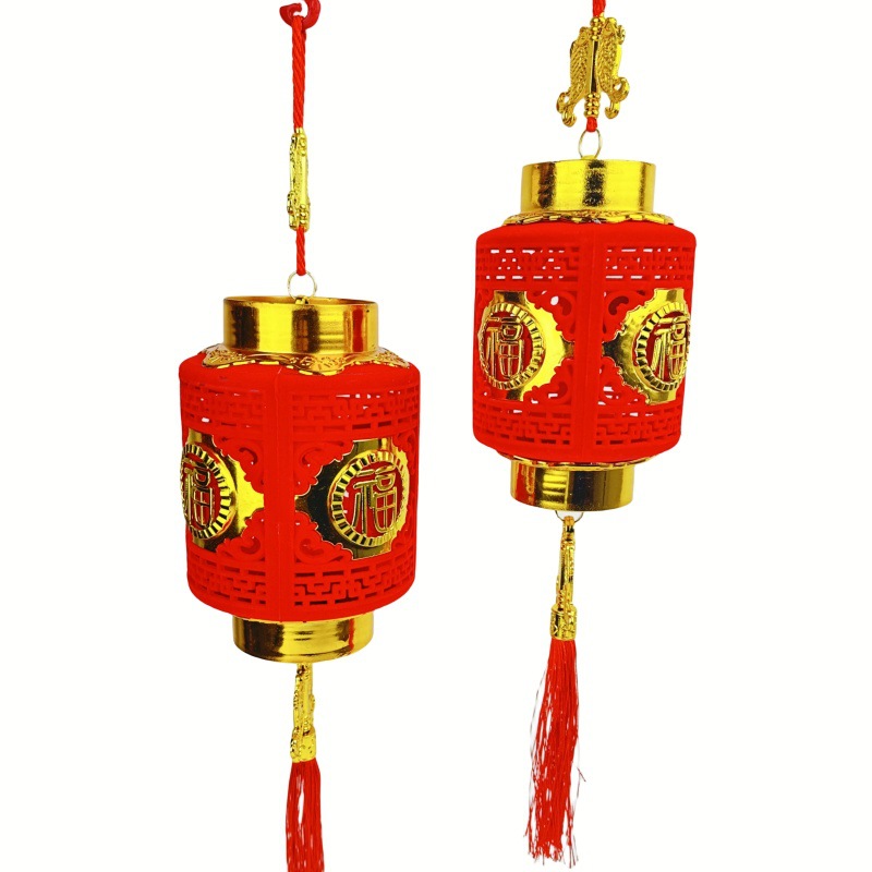 龙年植绒手提发光投影灯笼新年入门户装饰布置红灯笼元宵福字灯笼详情12