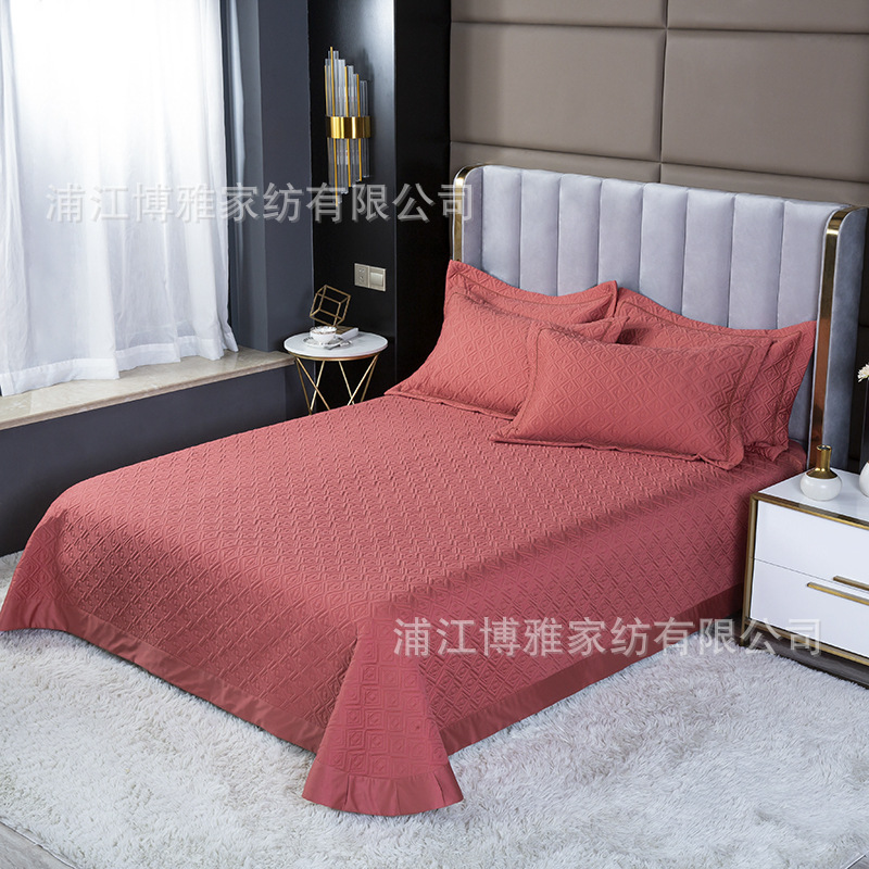Wholesale of new light luxury 60s long-staple cotton bed cover three-piece set, quilted quilt with thickened cotton interlining, pure cotton bed cover pillowcase pic 33