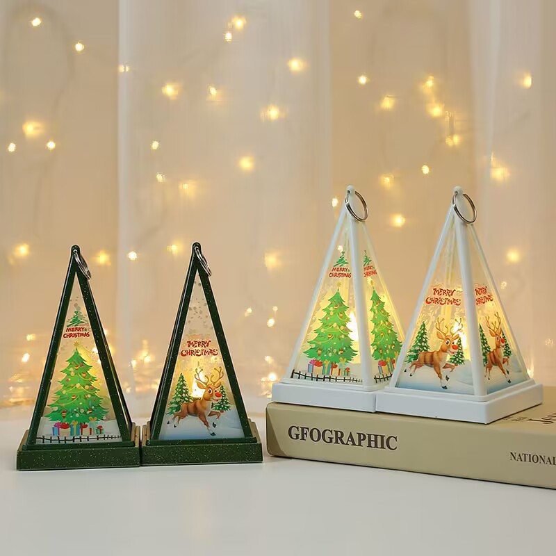 New Christmas decorations: Hand-held triangular wind lamps, night lights, pendants, LED electronic candles, candlestick lights pic 6